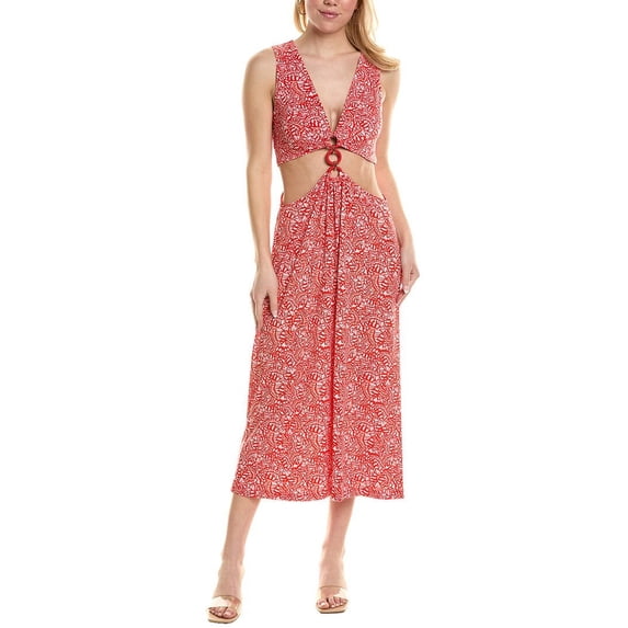 Ramy Brook womens Beck Midi Dress, 8, Red