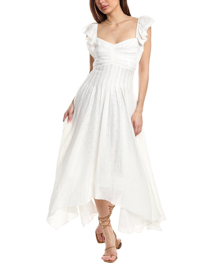 Ramy Brook Bria Smocked Midi Dress in White Burnout - 00