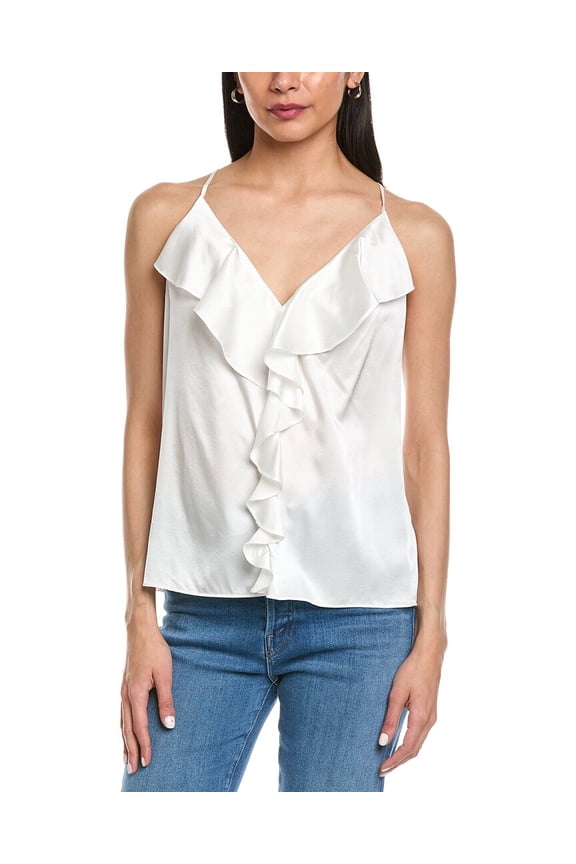 womens Bronwyn Silk-Blend Top, l, Ivory