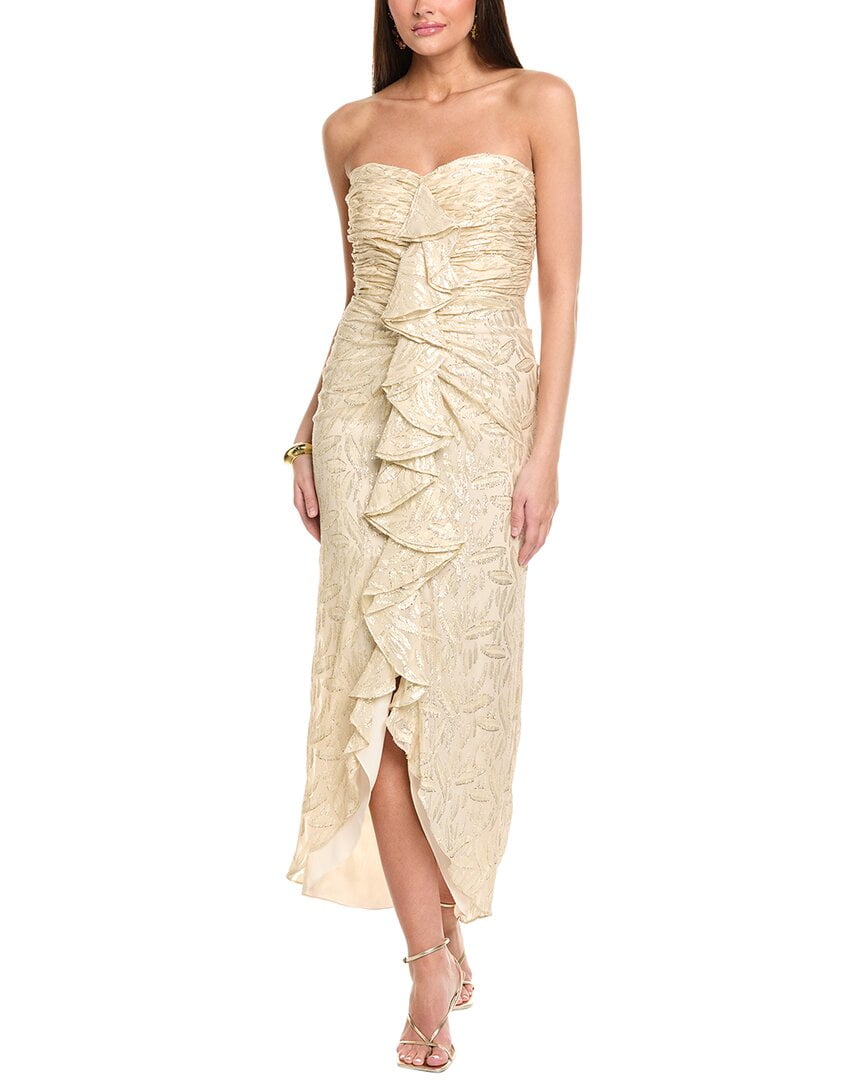high neck mesh maxi dress Self-portrait - Brown Rhinestone Mesh Maxi Dress