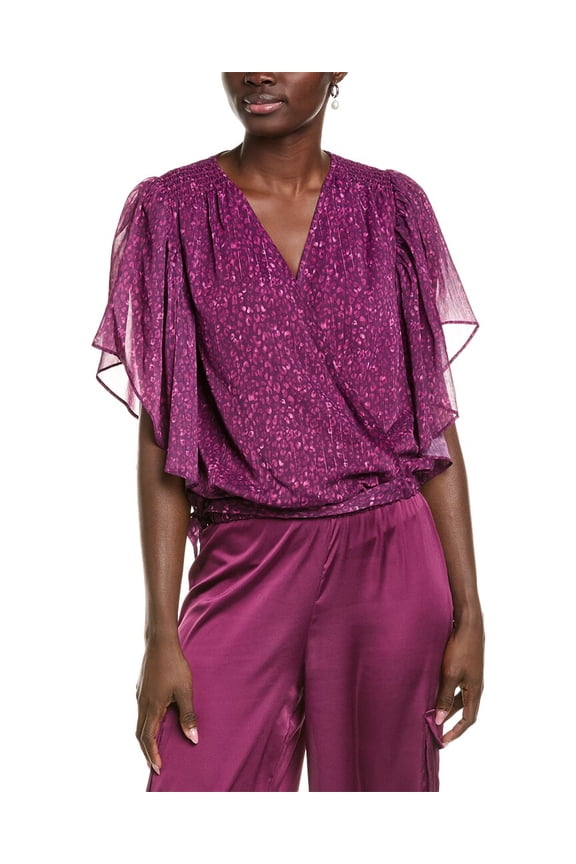 womens Kitty Blouse, s, Purple
