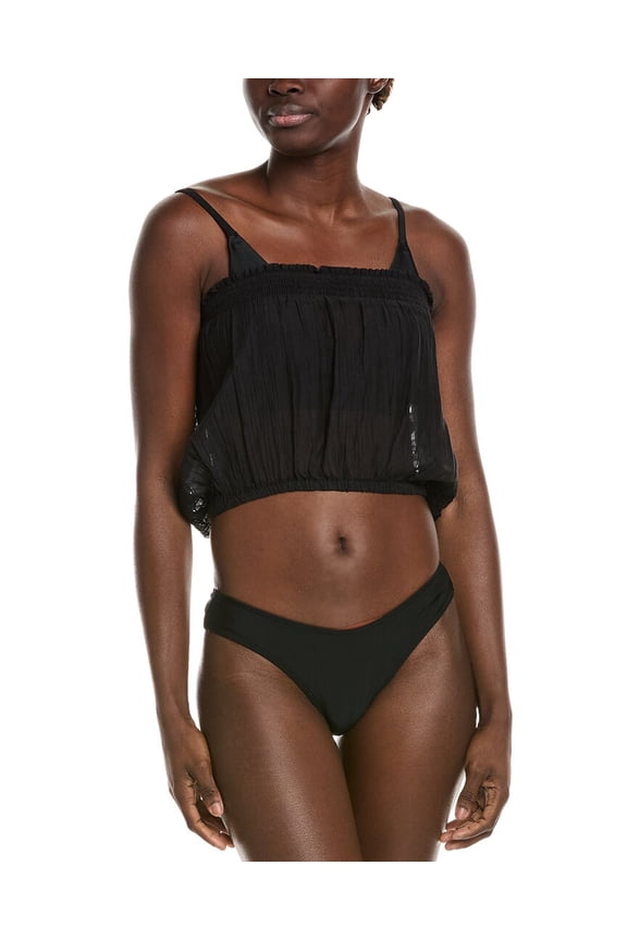 womens Louise Silk-Blend Top, xs, Black