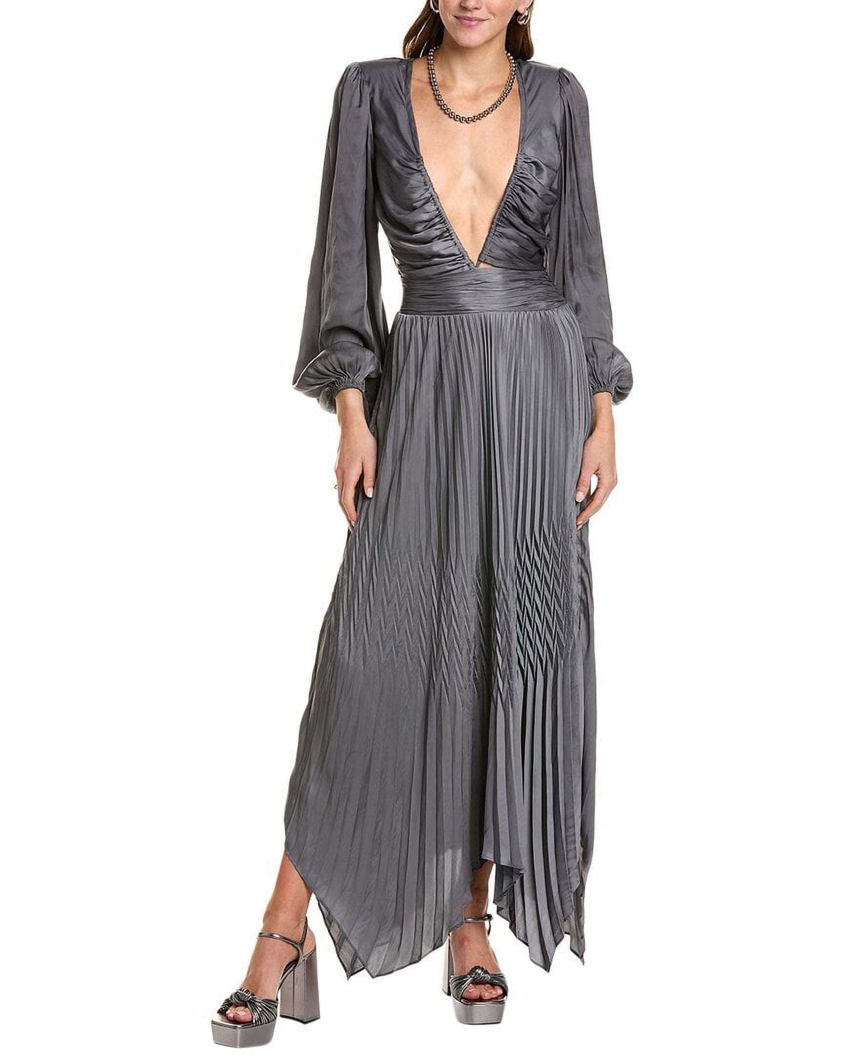 Ramy Brook Women's Montana Dress - Satin Mini Dress With Tie Waist & Long Sleeves