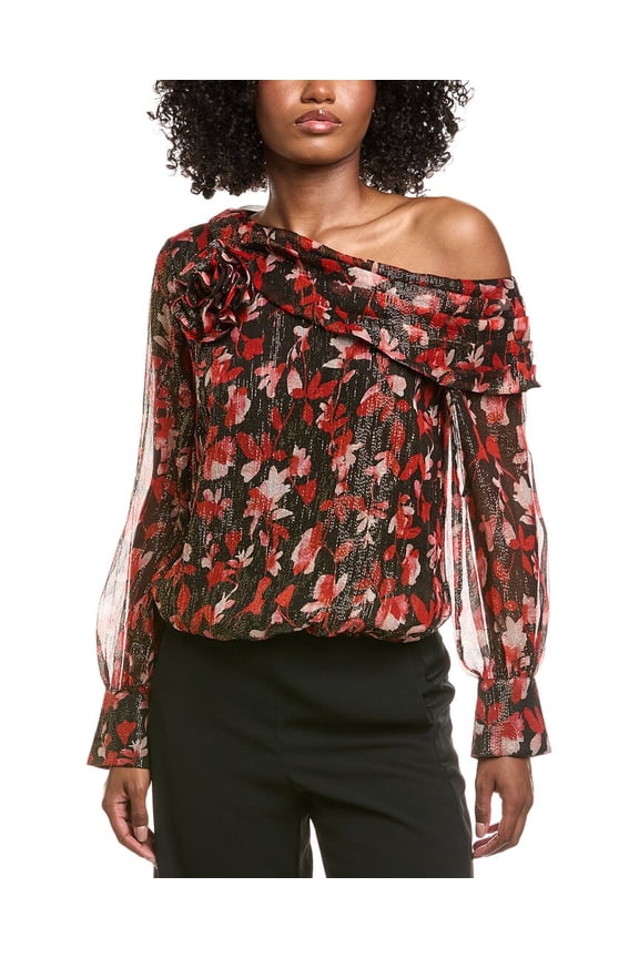 womens Maylien Silk-Blend Top, XXS, Red