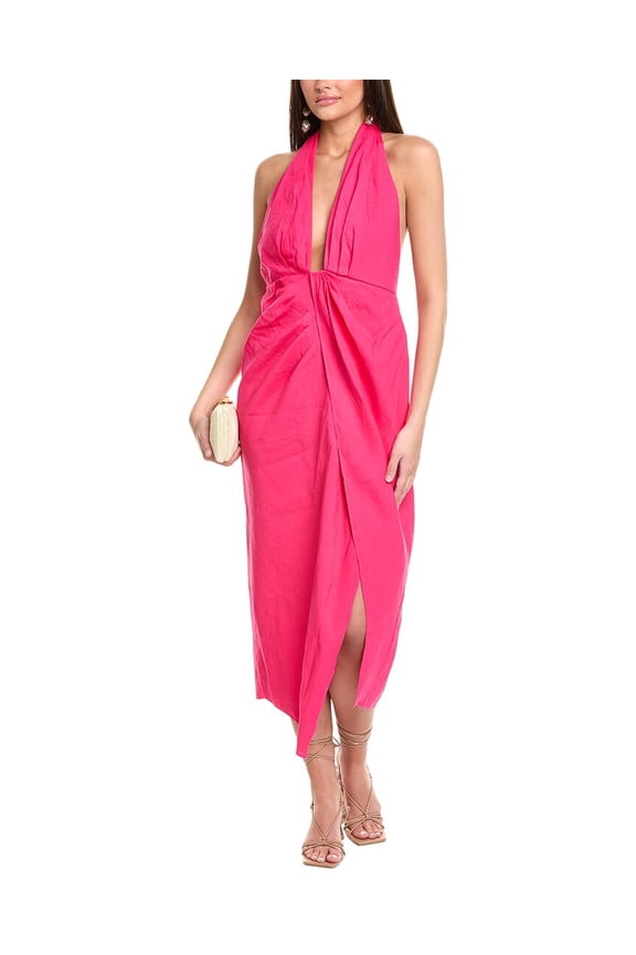 womens  Nan Linen-Blend Maxi Dress, 12, Pink