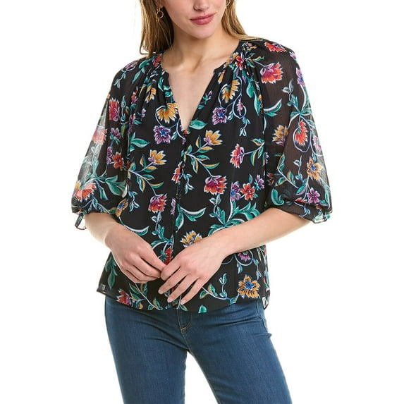 Ramy Brook womens Nena Top, L, Black