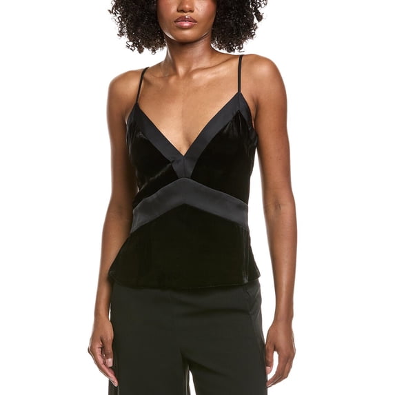 Ramy Brook womens Otis Silk-Blend Top, 6, Black