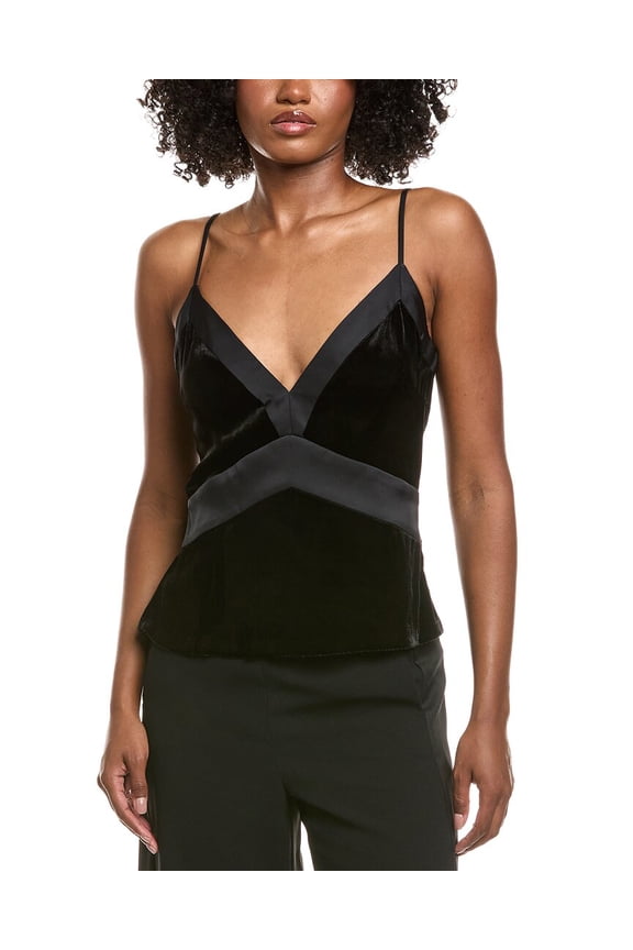 womens  Otis Silk-Blend Top, 8, Black