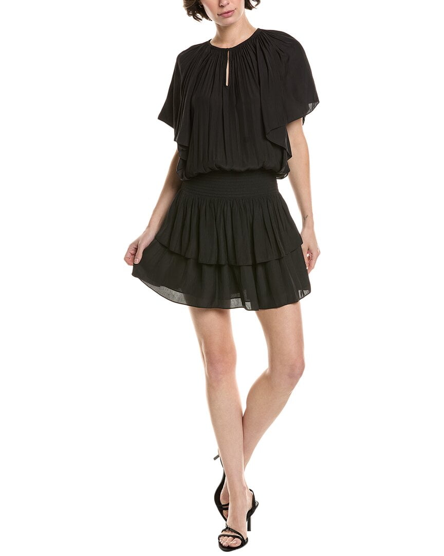 knee length dresses for ladies Cassea Plunging Mini Dress in black main image 1
