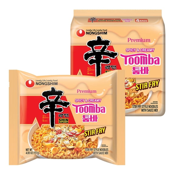 Ramyun Toomba Noodles Creamy Korean Mac And Cheese Style Gentle Kick Of Spice Stir Fry Instant 4....