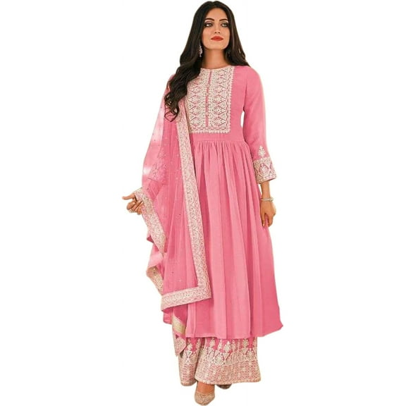 Ramzan Special Party Wear Pakistani Designer Salwar Kameez Suits Indian Plazzo Dresses ( Pink, XXS - 34 )