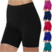 RanBlesu Women High Waist Sports Shorts Running Dance Volleyball Short Pants Yoga Workout Solid Color Soft Stretch