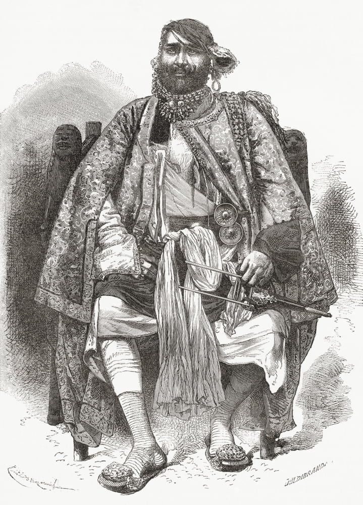 Rana Bhagwant Singh 1823 To 1873 Jat Ruler Of Dholpur State From 1836 To 1873 In Rajasthan India From El Mundo En La Mano Published 1878 Canvas Art - Ken Welsh Design Pics (24 x 34)