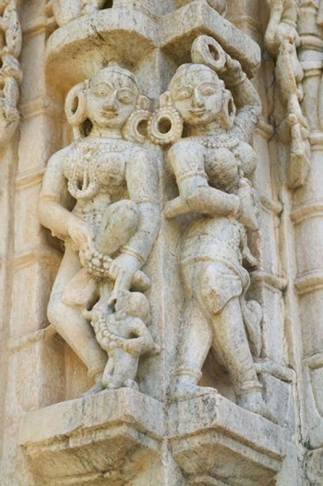 Ranakpur Jain Temple with Carving Between Ghanerao and Udaipur Rajasthan India Canvas Art - Keren Su DanitaDelimont (17 x 26)