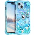 thumbnail image 1 of Rancase Compatible with iPhone 15 Plus Case,Heavy Duty Shockproof 3 in 1 Protection Hard Plastic+Silicone Rubber Hybrid Full-Body Drop Protective Case for Apple iPhone 15 Plus,PowderBlue, 1 of 7