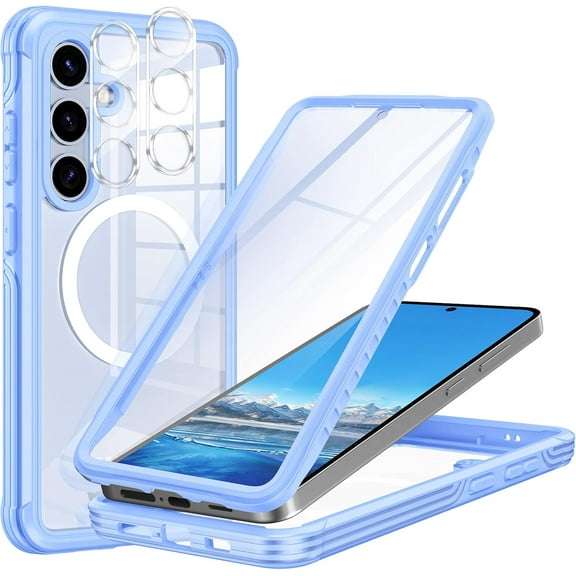 Rancase for Galaxy S24 Plus Case,Compatible with Magsafe,Built-in Screen Protector & 2X Camera Lens Protector, Full Body Shockproof Protective Case for Samsung Galaxy S24 Plus 5G,Blue