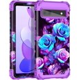 thumbnail image 1 of Rancase for Google Pixel 6A Case (2022),Heavy Duty Full Body Shockproof Protection Hard Plastic+Silicone Rubber Hybrid 3 in 1 Protective Phone Case for Google Pixel 6A,Purple Gold, 1 of 6