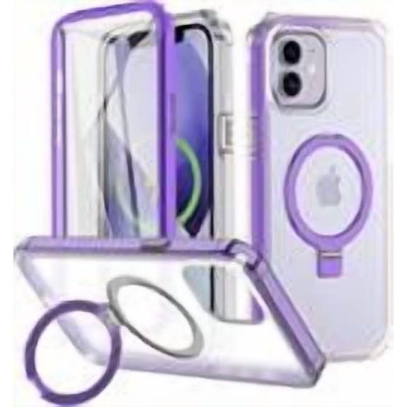 Rancase for iPhone 11 Plus Case with Magnetic Invisible Stand - Slim Translucent Design, Built-in Screen Protector, Military-Grade Drop Protection, Shockproof, MagSafe Compatible - Purple