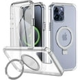 thumbnail image 1 of Rancase for iPhone 15 Pro Max Case with Magnetic Invisible Stand - Slim Translucent Design, Built-in Screen Protector, Military-Grade Drop Protection, Shockproof, MagSafe Compatible - Clear, 1 of 6