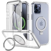 Rancase for iPhone 15 Pro Max Case with Magnetic Invisible Stand - Slim Translucent Design, Built-in Screen Protector, Military-Grade Drop Protection, Shockproo