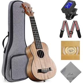 Ranch 21-Inch Soprano Ukulele Beginner Kit, Walnut Wood Instrument Set