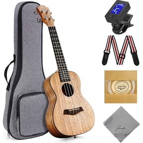 Ranch 23-Inch Concert Ukulele Beginner Kit, Walnut Wood Instrument Set