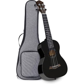 Ranch 23 inch Concert Ukulele Starter Set Black Glossy Maple Wood