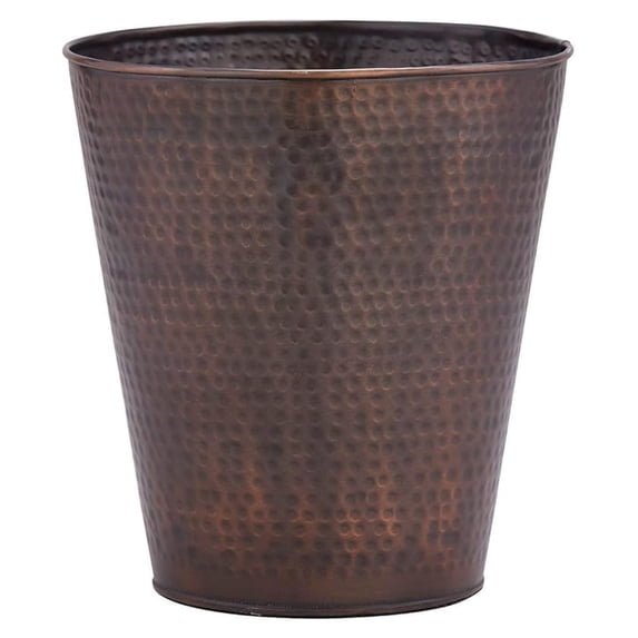 Ranch Copper Waste Basket - Rustic Hammered Iron Trash Can - 9" x 10"