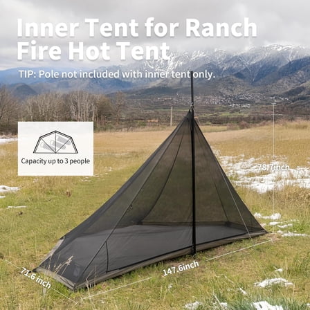 Ranch Fire Teepee Tent, Cold Weather Winter Hot Tent with Stove Jack, 4-6 Person Waterproof Windproof 4 Season Tents for Camping