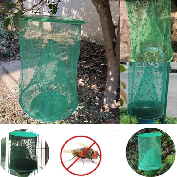 Ranch Fly Trap Outdoor Hanging, Reusable Fly Trap, Food Bait Flay Catcher Cage for Indoor or Outdoor Family Farms, Park