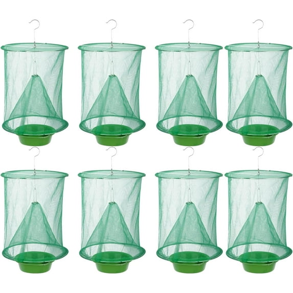 Ranch Fly Trap, Ranch Green Cage Outdoors, Reusable,Hanging,8 Pack