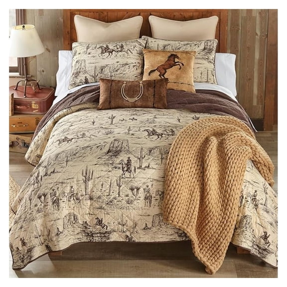 Ranch Hand Toile Western Quilt Bed Set - Twin