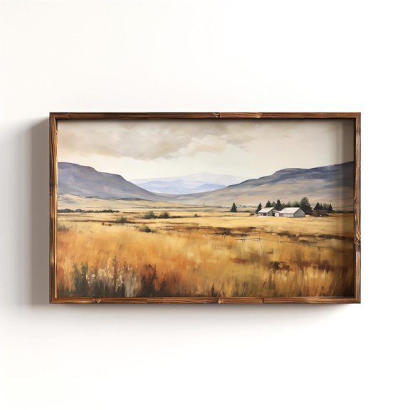 Ranch Painting Western American Country Mountain Landscape Rustic Poster