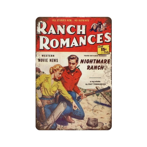 Ranch Romance Novel Cover tin sign,Retro style, farmhouse decoration, home, bar, restaurant, garage, tin sign 5.5x 8 inches