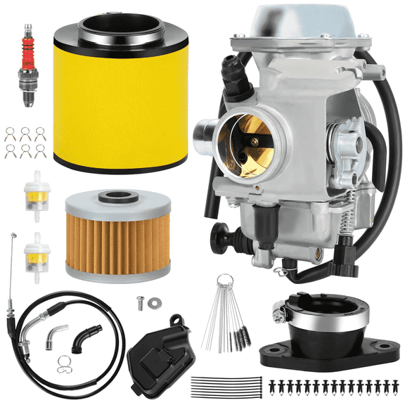 Rancher 350 Carburetor Throttle Cable Kit for TRX350 Fourtrax 1986-1987 TRX350FE TRX350FM TRX350TM TRX350TE 2000-2006 TRX450FE TRX400FW Foreman 450 2002-2004 ATV 4 Wheeler with Air Oil Filter