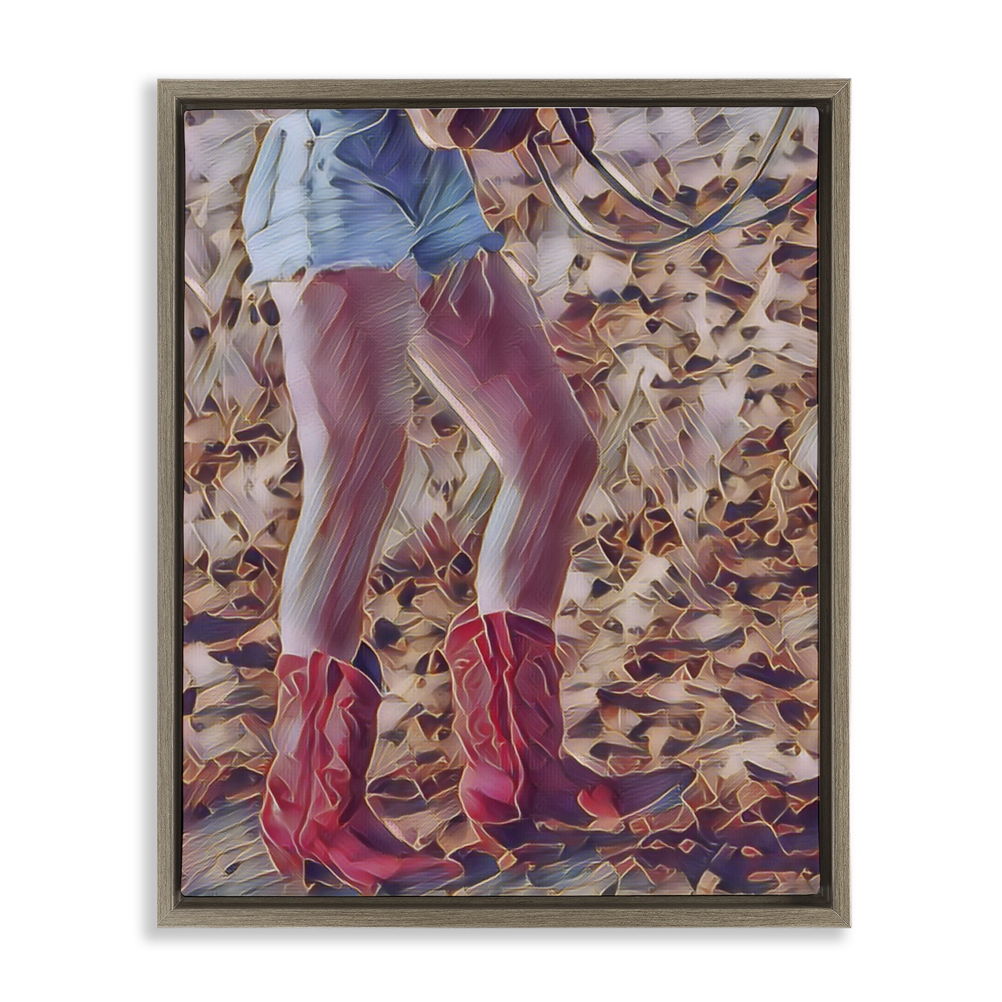 Rancher Gal Cowgirl Brown Framed Floater Canvas Wall Art, design by Jesse Keith