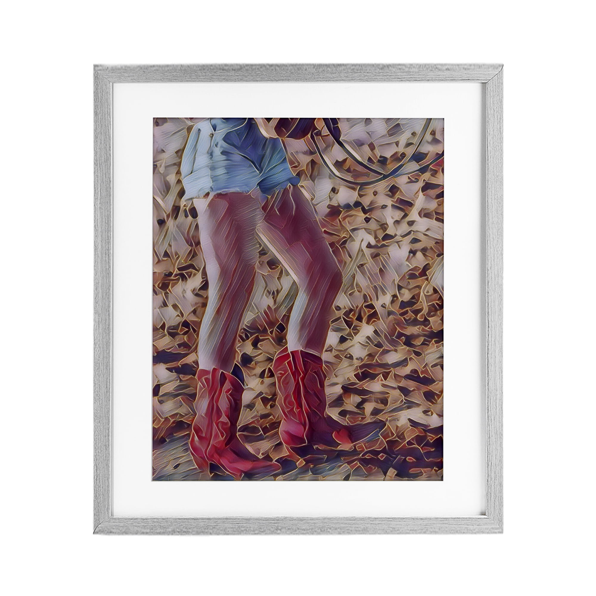 Rancher Gal Cowgirl Gray Framed Print Under Glass, design by Jesse Keith