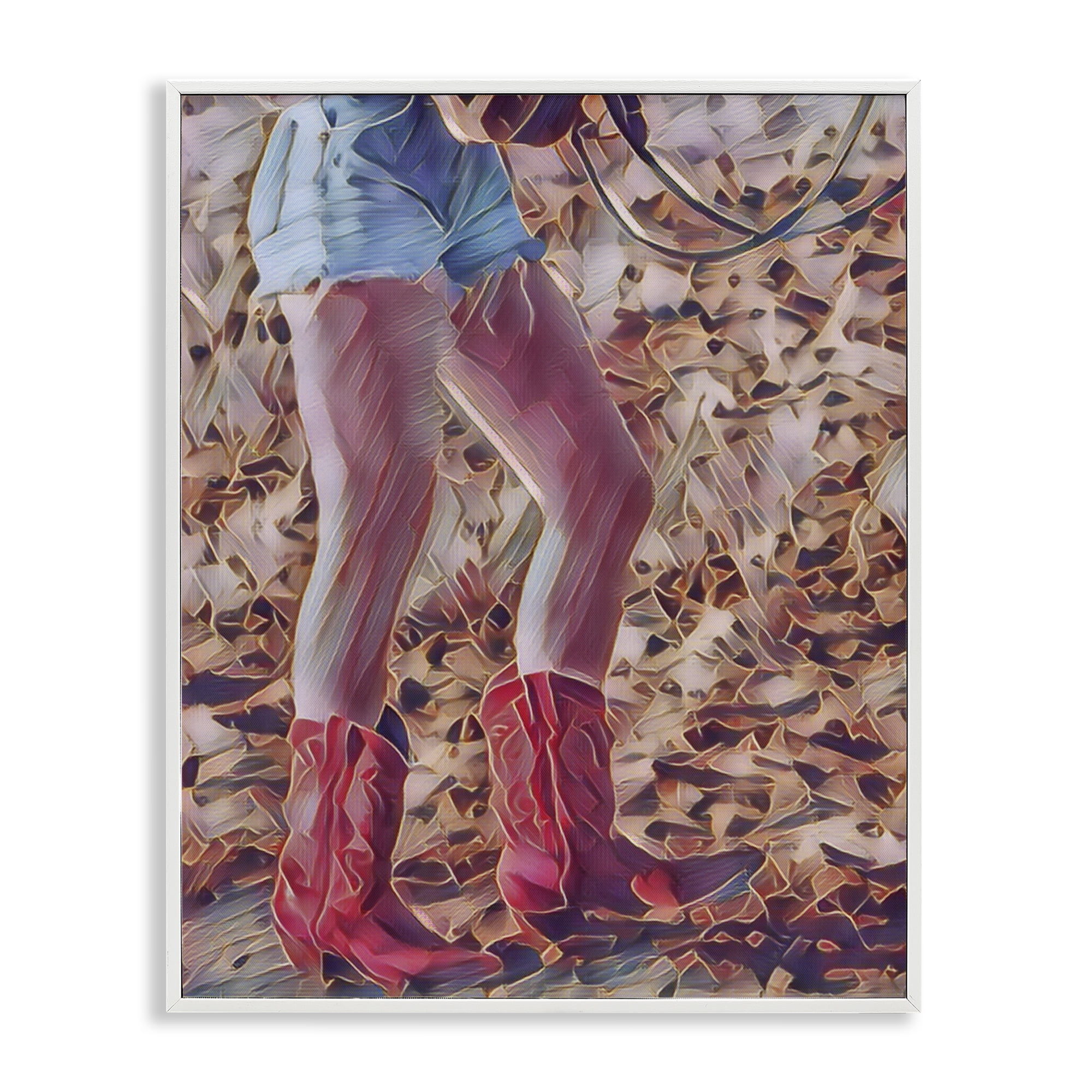 Rancher Gal Cowgirl White Framed Giclee Art, design by Jesse Keith