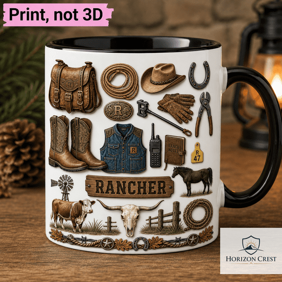 Rancher Mug Western Coffee Cup Rustic Outdoor Gift for Ranch Life Fans