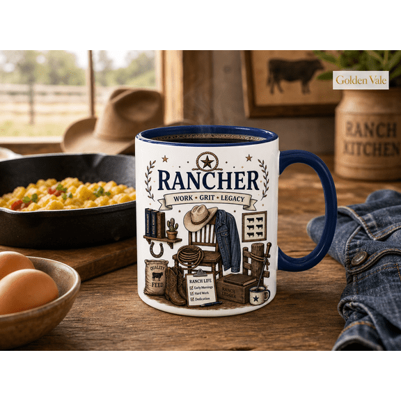 Rancher Mug with Western Work Grit Legacy Design for Cattlemen & Ranch Gifts