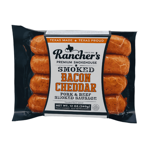 Rancher's Premium Smokehouse Bacon Cheddar, Pork and Beef Smoked Sausage Links, 12 oz Refrigerated