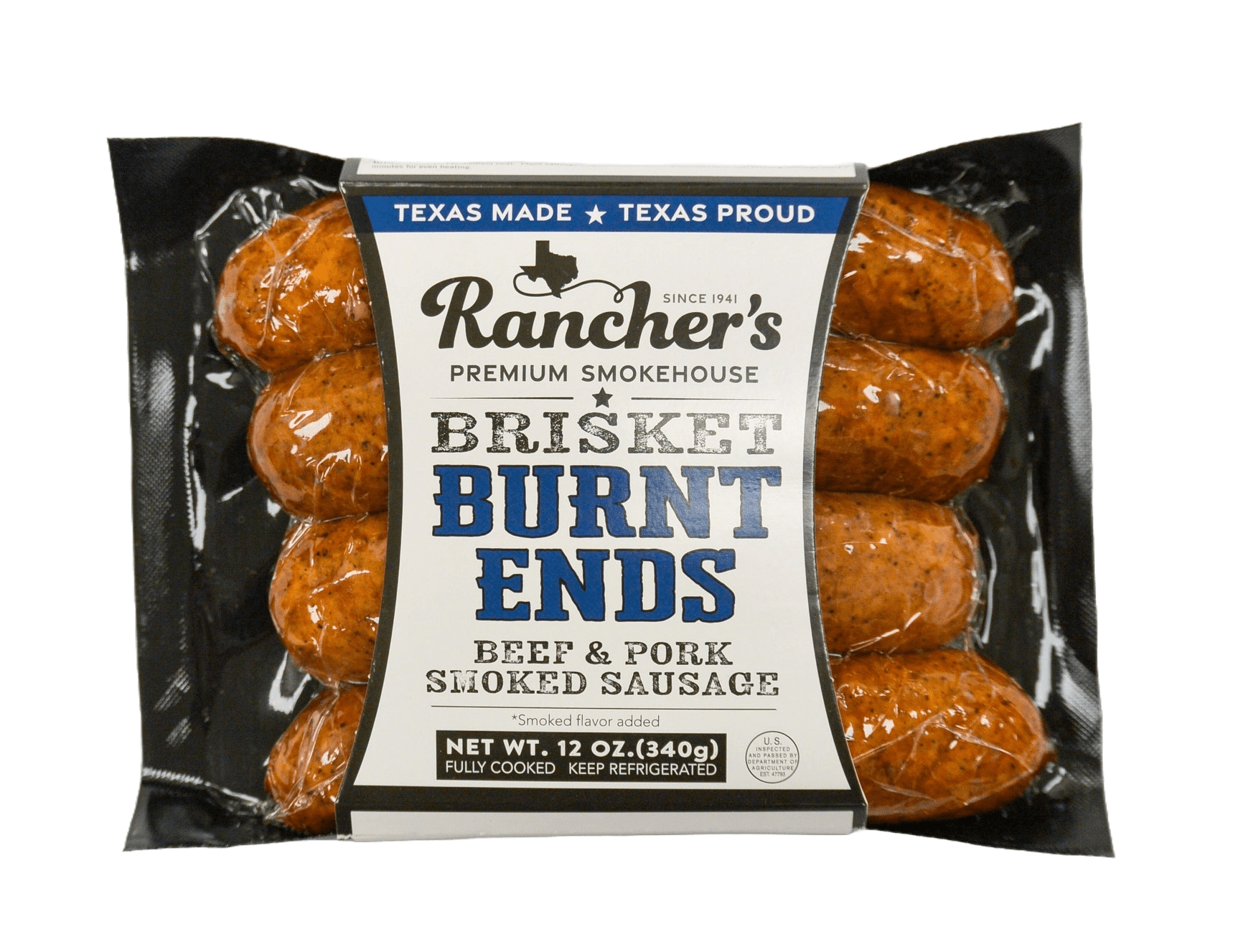 Rancher's Premium Smokehouse Brisket Burnt Ends Pork and Beef Sausage Links, 12 oz Refrigerated