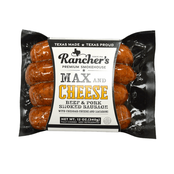 Rancher's Premium Smokehouse, Max & Cheese Pork and Beef Sausage, 12 oz Plastic Wrapped Refrigerated