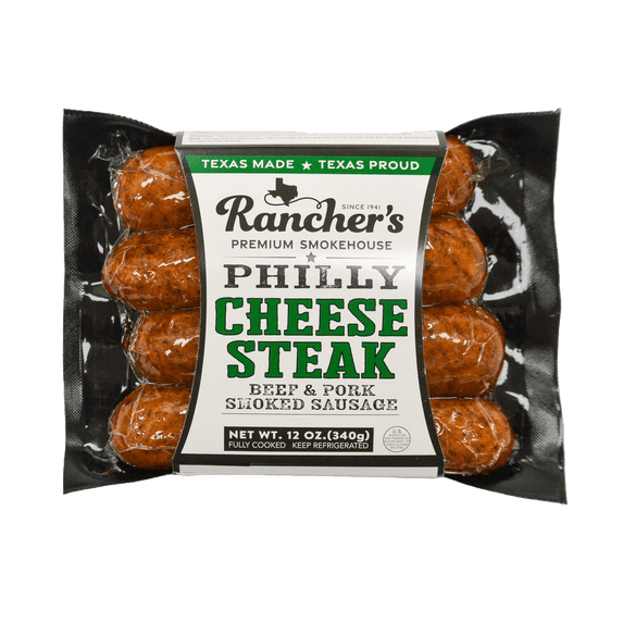 Rancher's Premium Smokehouse Philly Cheesesteak Pork and Beef Sausage Links, 12 oz Refrigerated