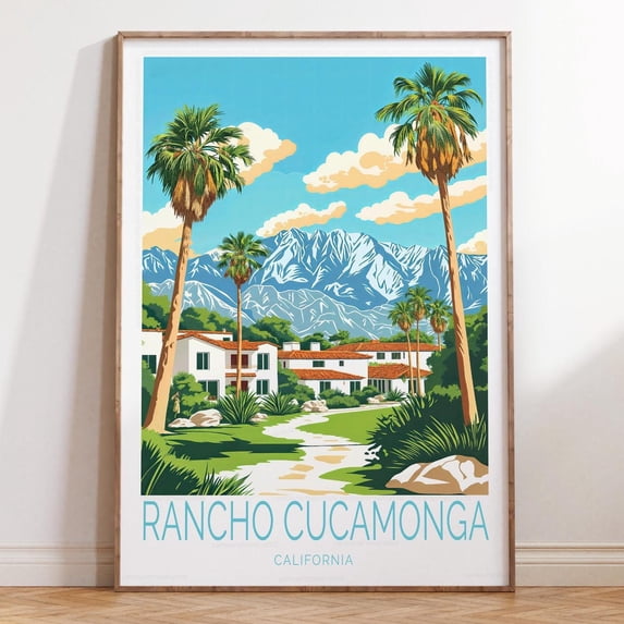 Rancho Cucamonga California Travel Poster, California Travel Poster, Rancho Cucamango Travel Wall Art, Home Decor, Birthday Gifts Wall Art, Modern Wall Decor For Living Room Bedroom, 12x18 UNFRAMED