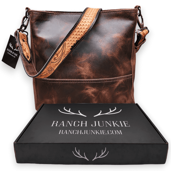 Rancho Detachable Belt Strap Bucket Purse Leather Handbag - Genuine Leather Purse