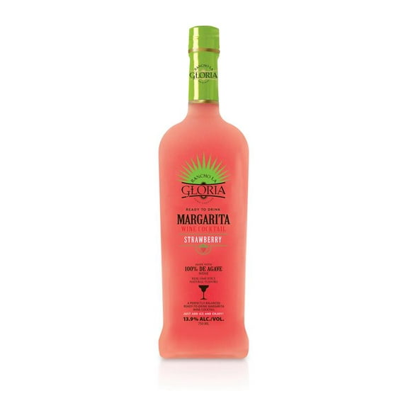 Rancho La Gloria Strawberry Margarita Wine Cocktail, 13.9% ABV, 750ml Glass Bottle, 5-150ml Servings