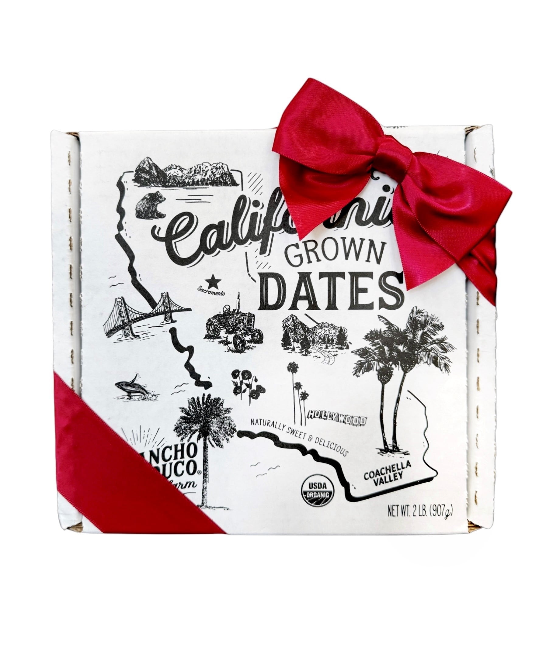 Rancho Meladuco Date Farm Organic Medjool Dates, Whole Un-Pitted, 2 lb. Box