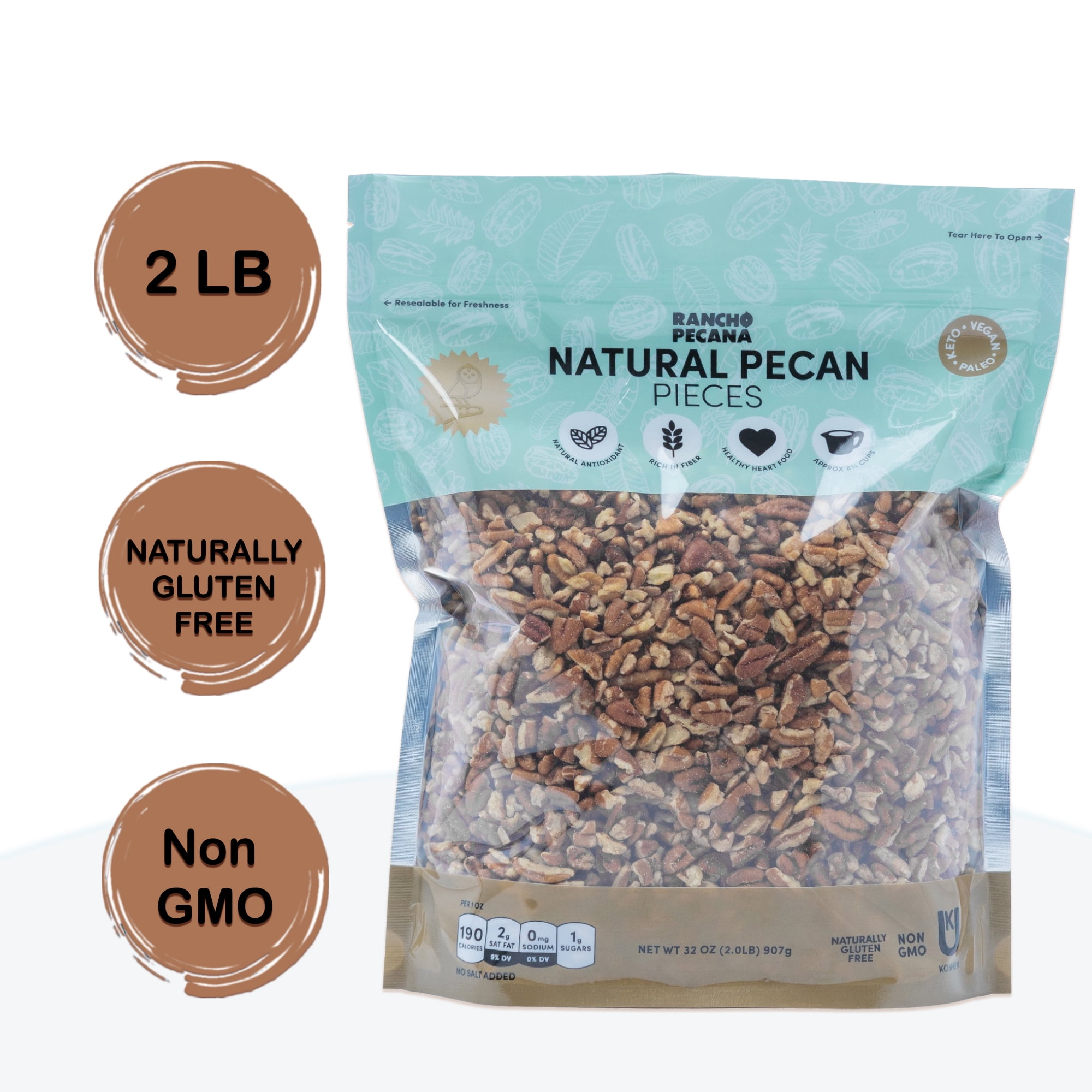 Rancho Pecana Natural Pecan Pieces, NonGMO, Grain and Naturally