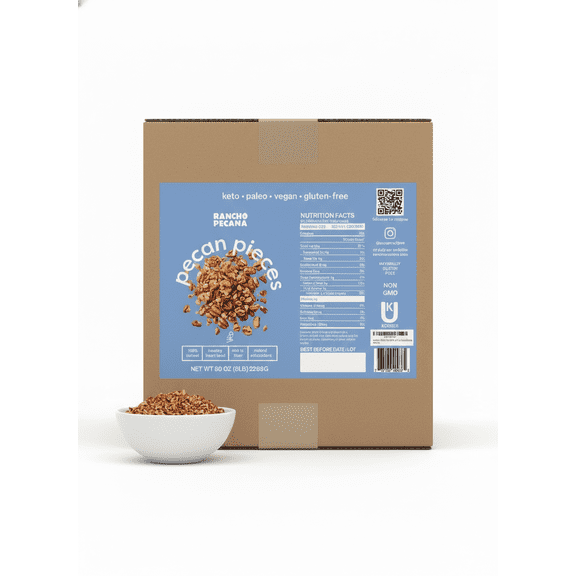 Rancho Pecana Premium Natural Pecan Pieces 5 LB (80 Oz), Non-GMO, Gluten-Free, Chopped Pecans, Carefully Selected for Freshness, Taste and Perfect Texture